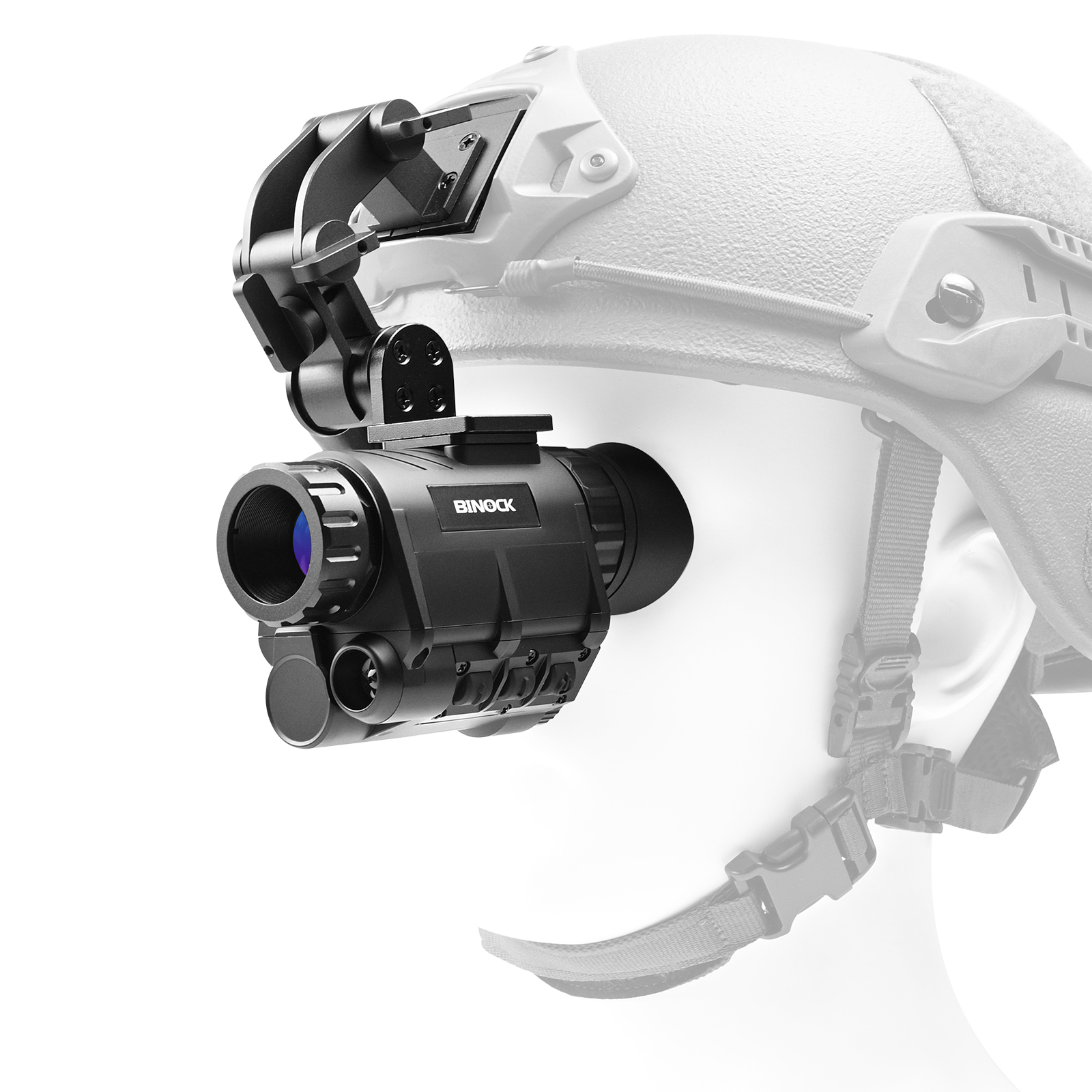 Цифровое ночное видение монокулярное устройство для охоты с шлемом на белом фоне